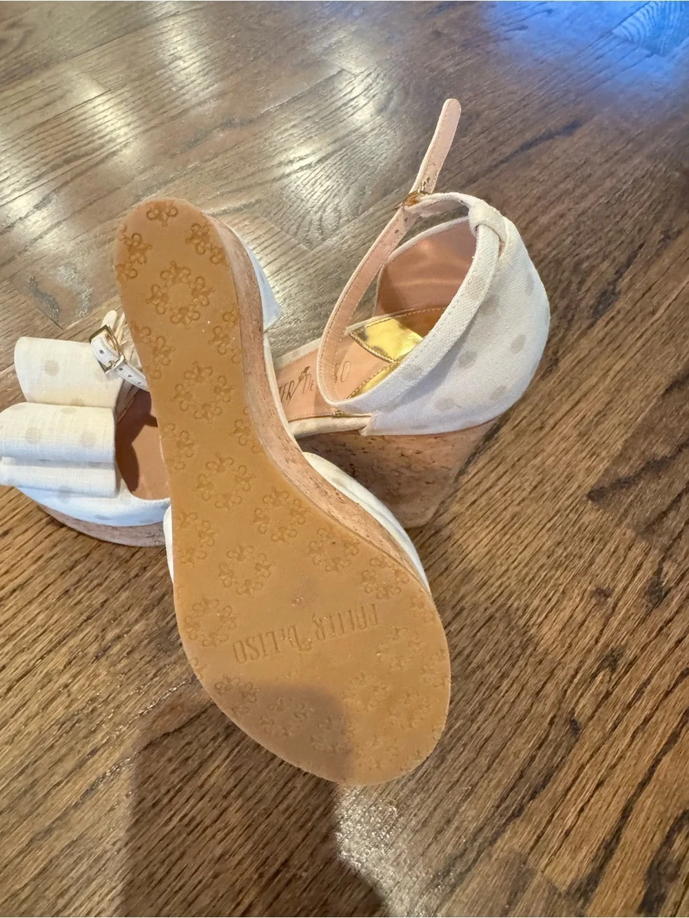Palter DeLiso Polka Dot Bow Cork Platform Sandals